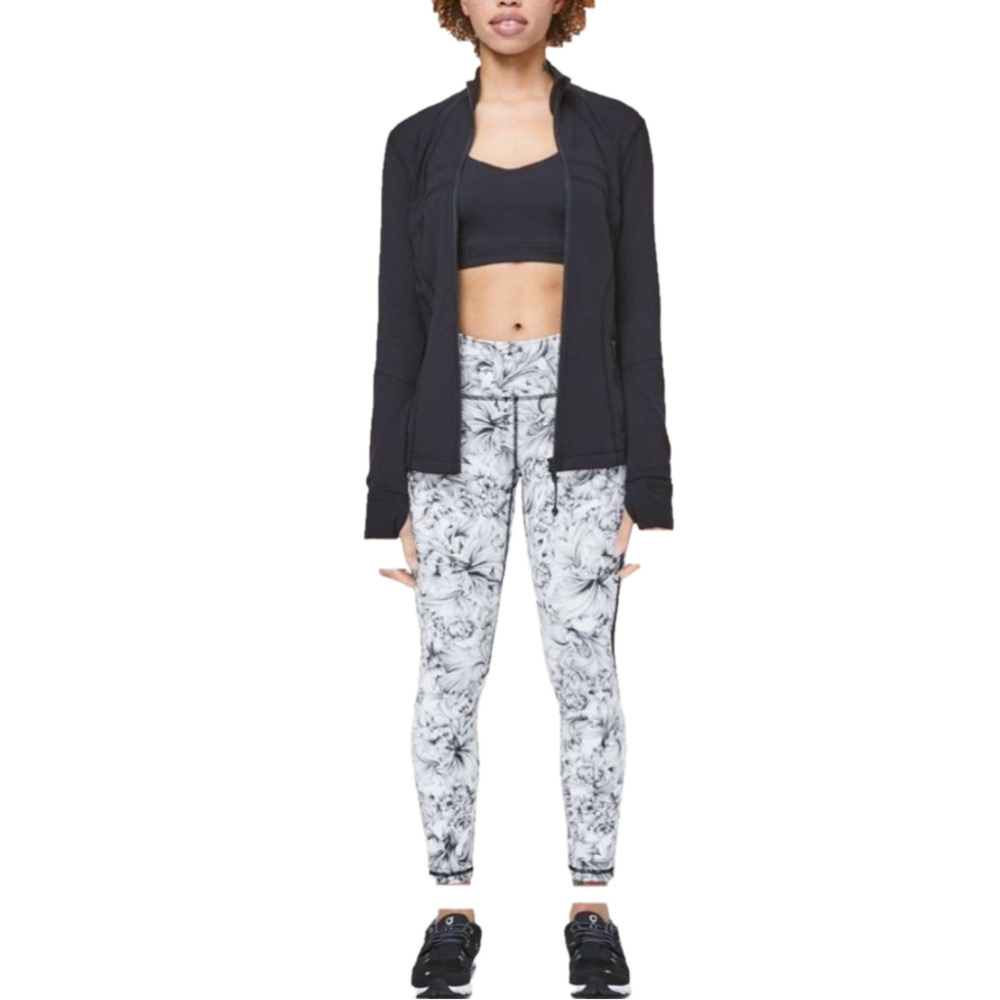 Lululemon Leggings Sz 6 Train Times 7/8 Pant Light Garden White Black Floral